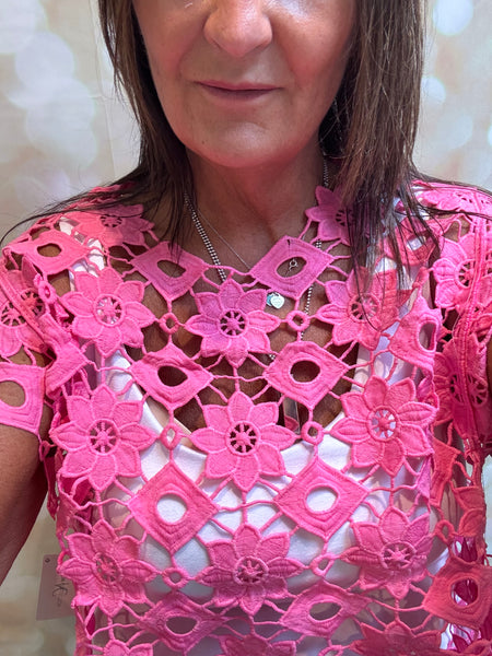 Floral Cut Out Boxy Top