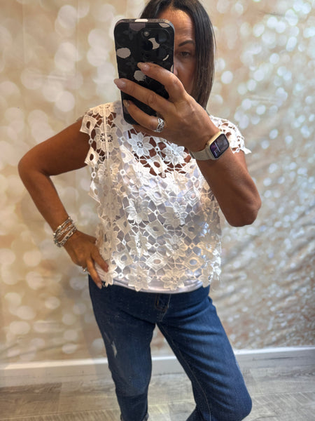 Floral Cut Out Boxy Top