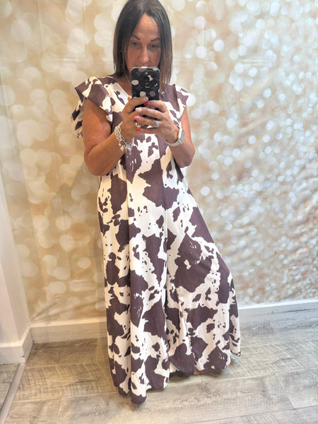 Cow Print Palazzo Jumpsuit