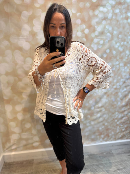 Crochet Tie Front Cardigan