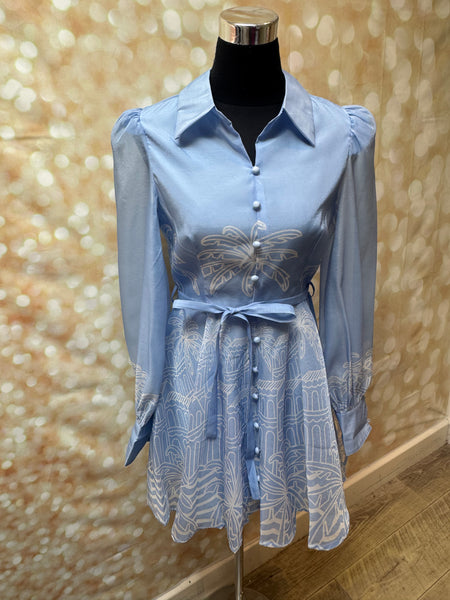 Palm Print Organza Dress