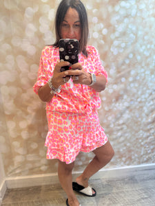 2 Piece Leopard Neon  Skort /Shirt  Set