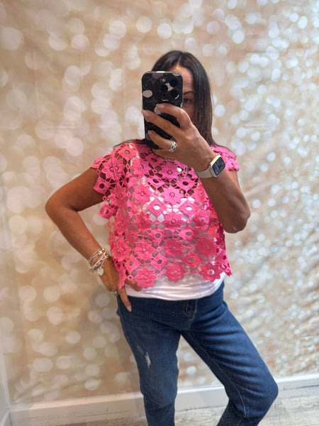 Floral Cut Out Boxy Top