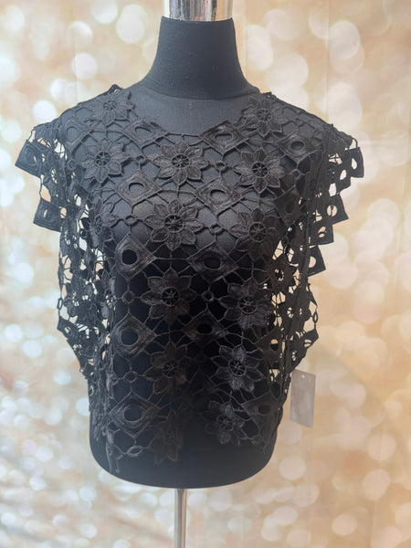 Floral Cut Out Boxy Top