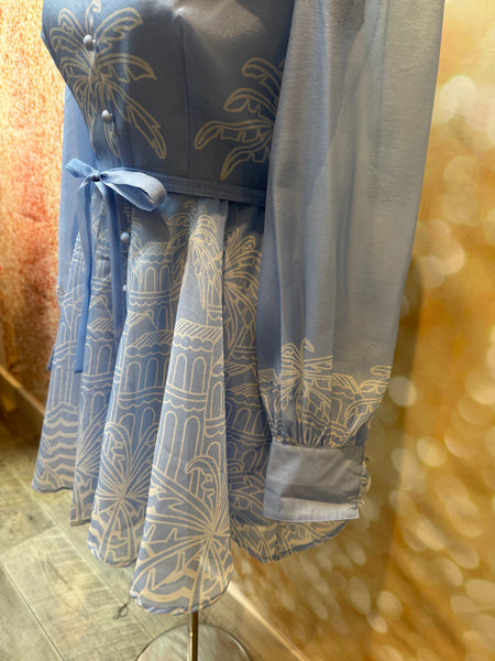 Palm Print Organza Dress