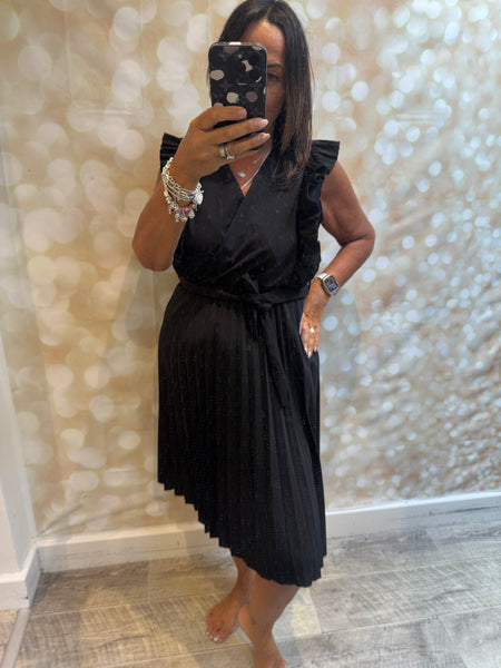 Wrap Over Pleated Dress