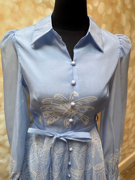 Palm Print Organza Dress