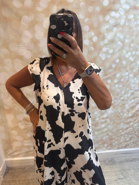 Cow Print Palazzo Jumpsuit
