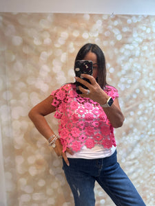 Floral Cut Out Boxy Top