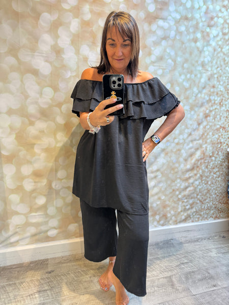 2 Piece cropped Trouser / bardot set
