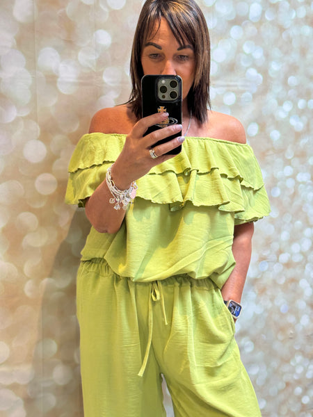 2 Piece cropped Trouser / bardot set