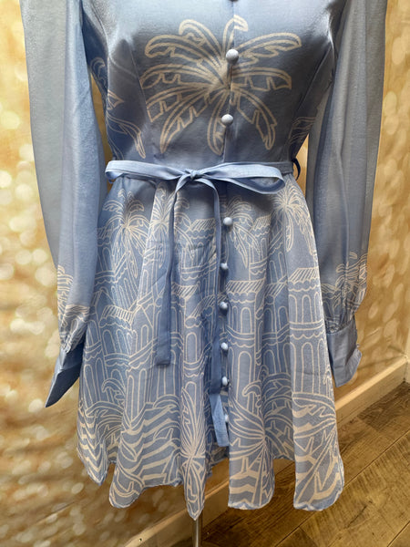 Palm Print Organza Dress
