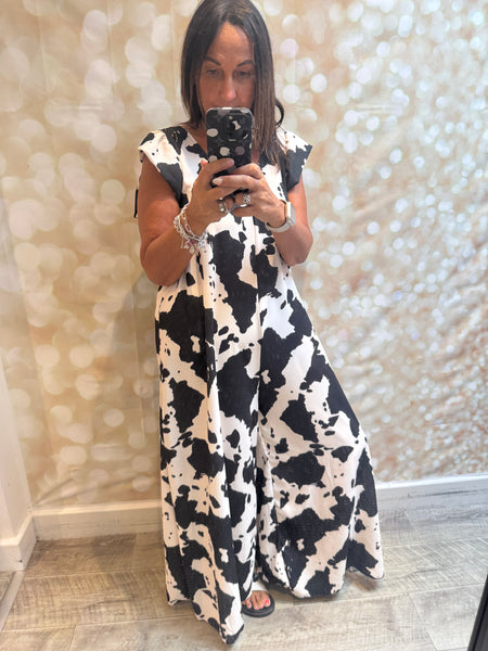 Cow Print Palazzo Jumpsuit