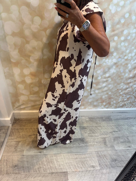 Cow Print Palazzo Jumpsuit