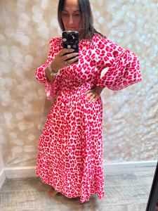 Leopard Neon V Front Maxi Dress