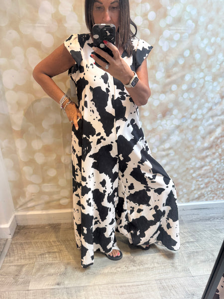Cow Print Palazzo Jumpsuit
