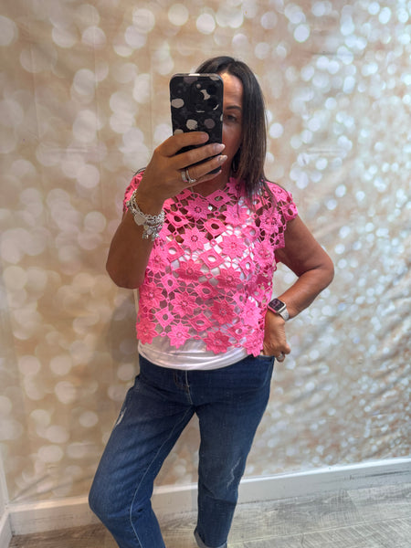 Floral Cut Out Boxy Top