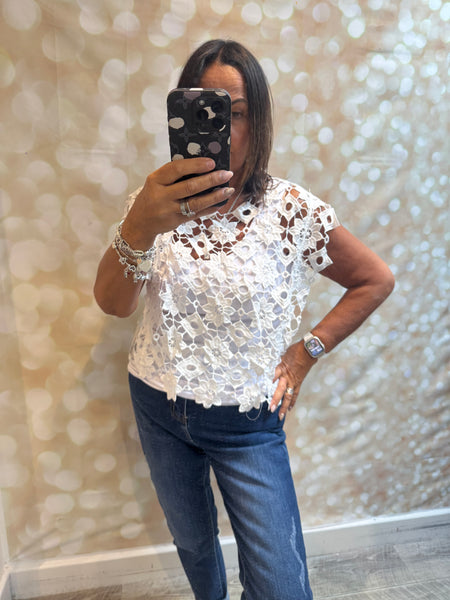Floral Cut Out Boxy Top