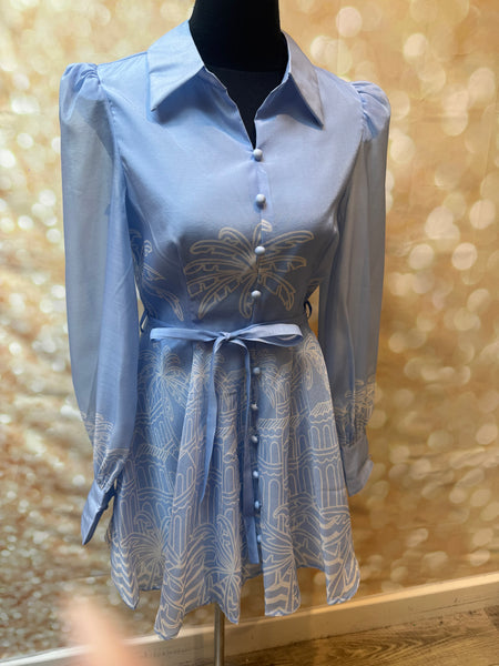 Palm Print Organza Dress