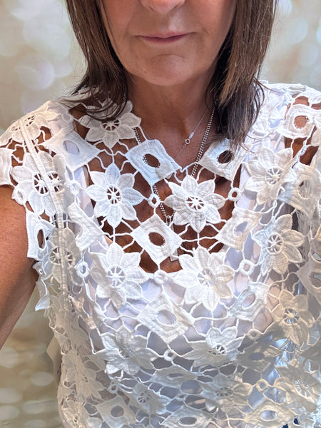 Floral Cut Out Boxy Top